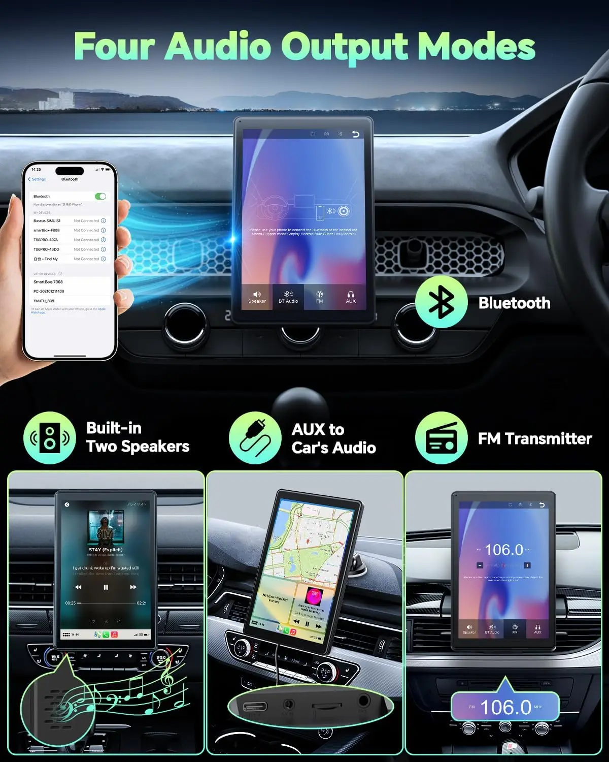 شاشة Carplay 7/8 بوصة لستيريو السيارة، Carplay/Android Auto، شاشة أفقية/رأسية، راديو السيارة الملاحة، صورة المناظر الطبيعية #4