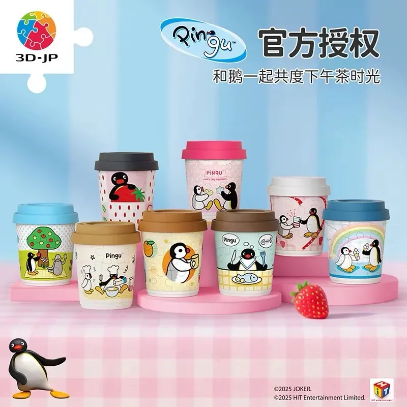 Новая оригинальная слепая коробка Pingu, мини-милая сопровождающая чашка-головоломка, 3d украшение для рабочего стола, игрушки, коллекционные подарки