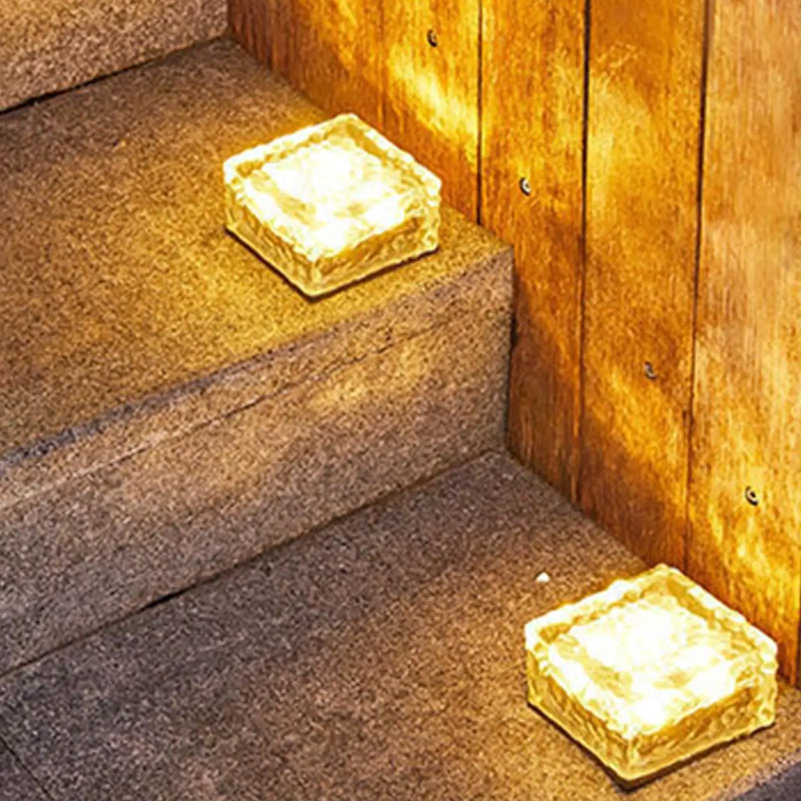 Paver Lights Waterproof Ice Brick Shape LED Garden Patio Decor Solar Lights Outdoor For Yard Lawn Patio Porch Walkway Ground