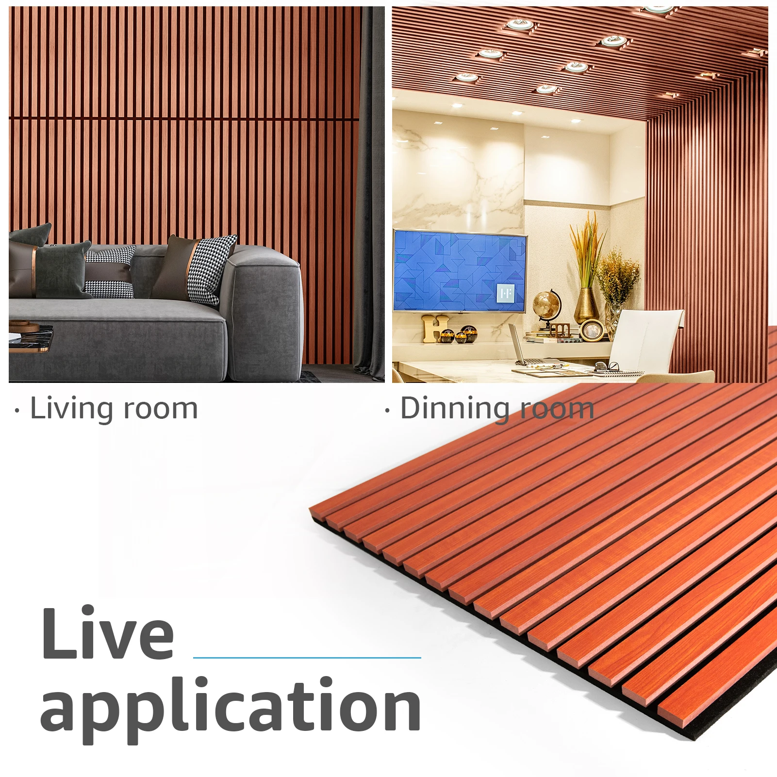 Art3d Akustikplatten mit 4 Holzlatten für Wand und Decke – 3D-gecannelte schallabsorbierende Platte mit Holzoberfläche