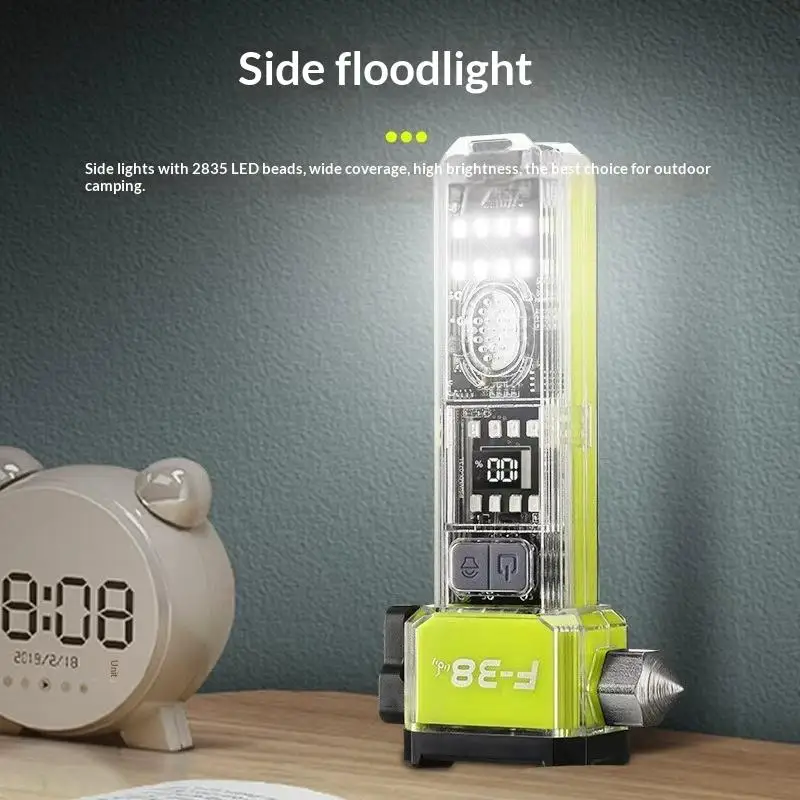 Multifunctional LED Flashlight With COB Side Light USB Charging Emergency EDC Torch Flashlight With Hammer For 1PC