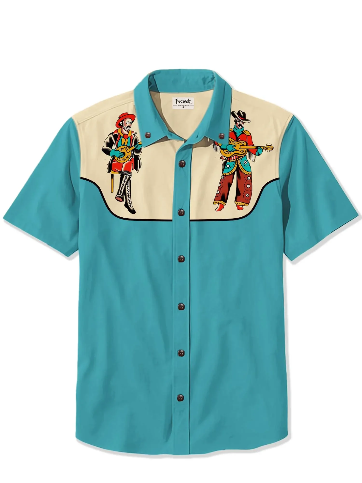 

Men's Western Cowboy Style Short Sleeve Shirt Comfortable Breathable Summer Art Button Top High Quality