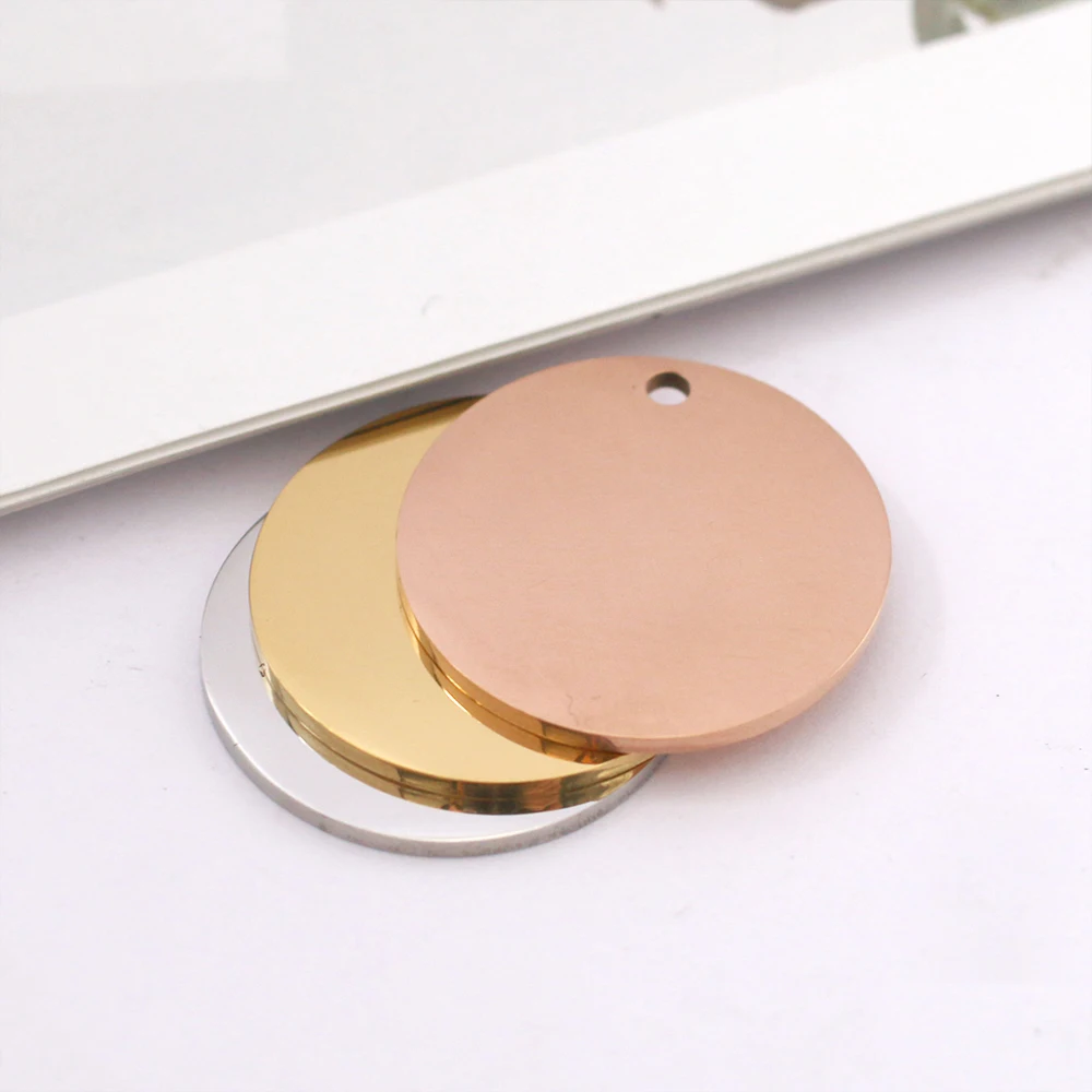 20 pièces 20/25/30/35mm miroir en acier inoxydable blanc rond charme chien étiquette pendentifs gravé personnalisé personnalisé collier Bracelet