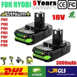 For Ryobi P107 3000mAh 18V Replacement Battery  P104 P105 P102 P103 P109 P108 P100 RB18L26 Cordless Li-ion Tool Battery