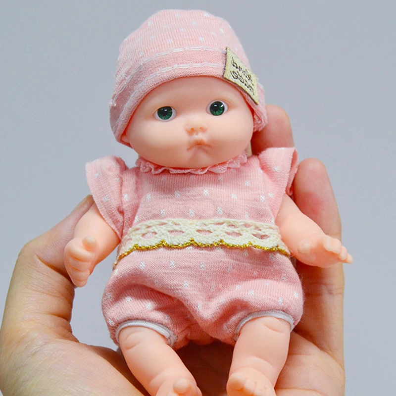 Mini 12cm Palm Bebe Reborn Dolls Sportswear Pajamas Dress Bjd Black Skin Baby Kit Kids Toys for Children Simulated Sleep Comfort