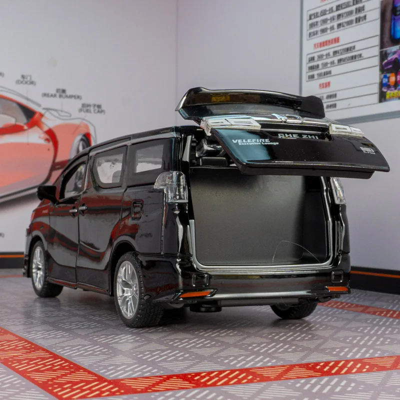 

1:32 Toyota Tinfire MPV модель коммерческого автомобиля из сплава, багажник двери и капота можно открыть имеет функции звука и освещения