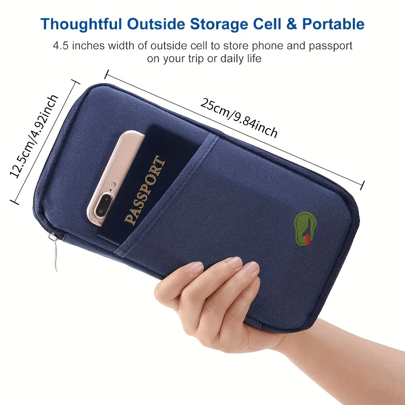 Travel Passport Holder Multi-Functional Wallet-Style Travel Document Holder Men's Women's Style Passport Wallet Organizer Bag