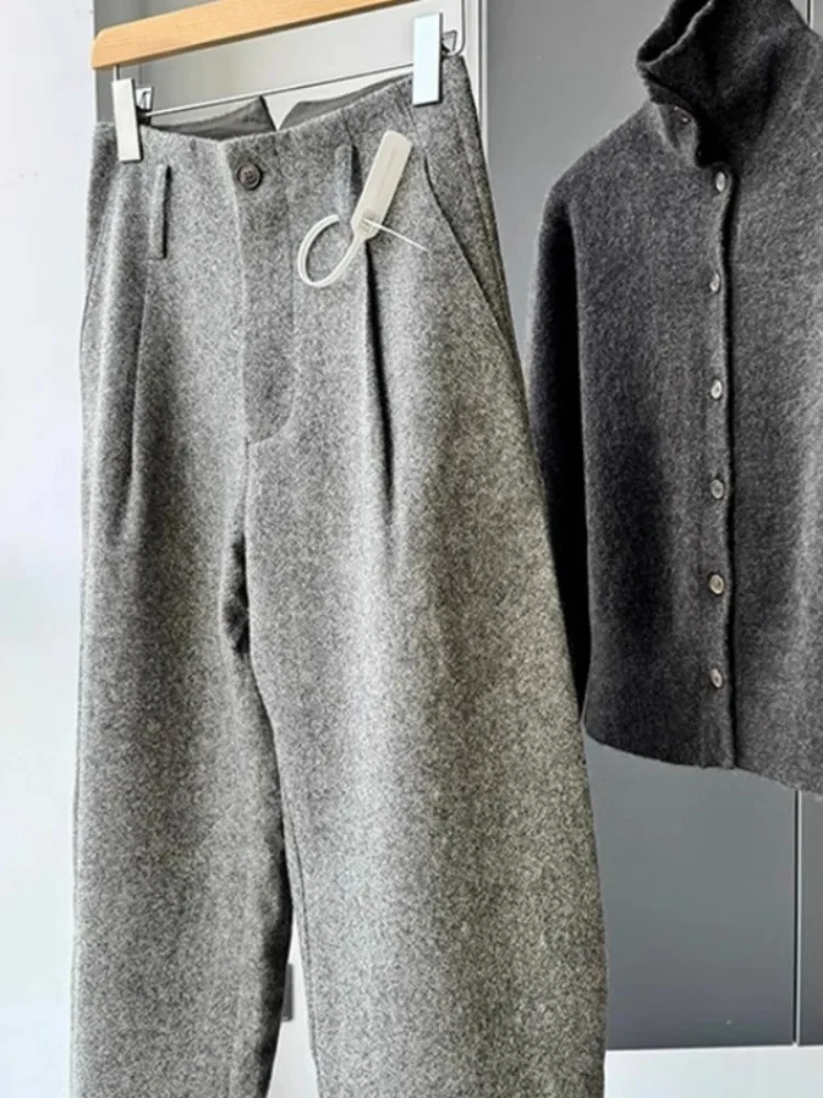 Ay laine Camere pantalon à jambes larges femme automne Faion taille haute coupe droite pantalon coréen Sle trajet Simple pur...