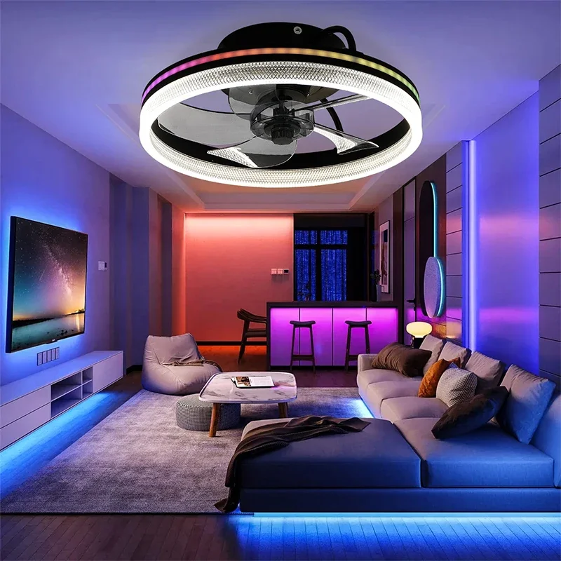 Nordic Modern With Light And Remote Control Remote Dimmable Fan Light Thin LED Ceiling Fan Bedroom Fan Light Decoration