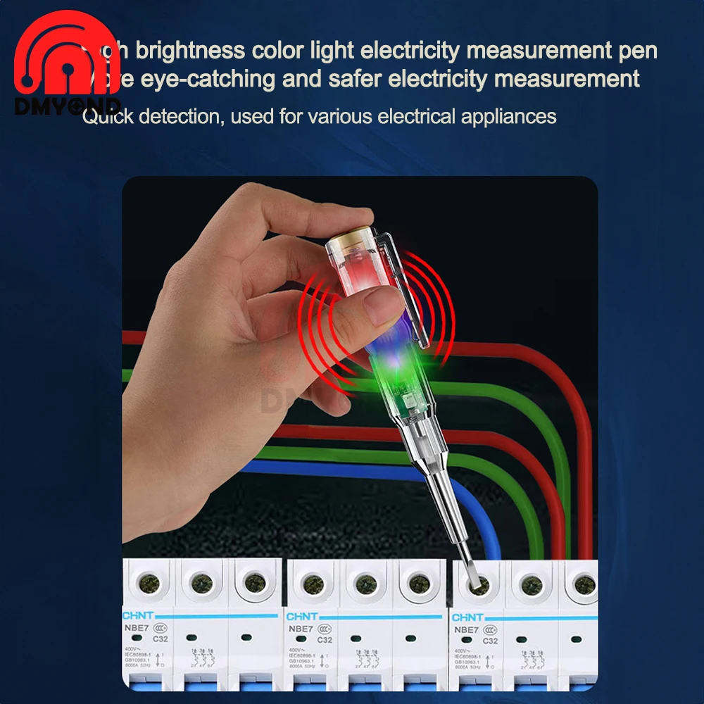 Three-lamp Voltage Tester Pen Built-in Buzzer Non-contact Induction Test Pencil Voltmeter Power Detector Screwdriver Indicator