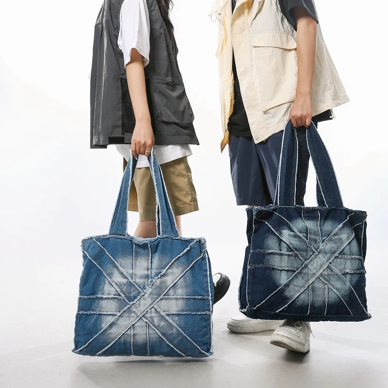 Tie Dyed Denim Women\'s Bag New Jeans Handbag Big Canvas Shoulder Bag Shopper Messenger Bag Y2K Eco Bag Korean Tote Bag School