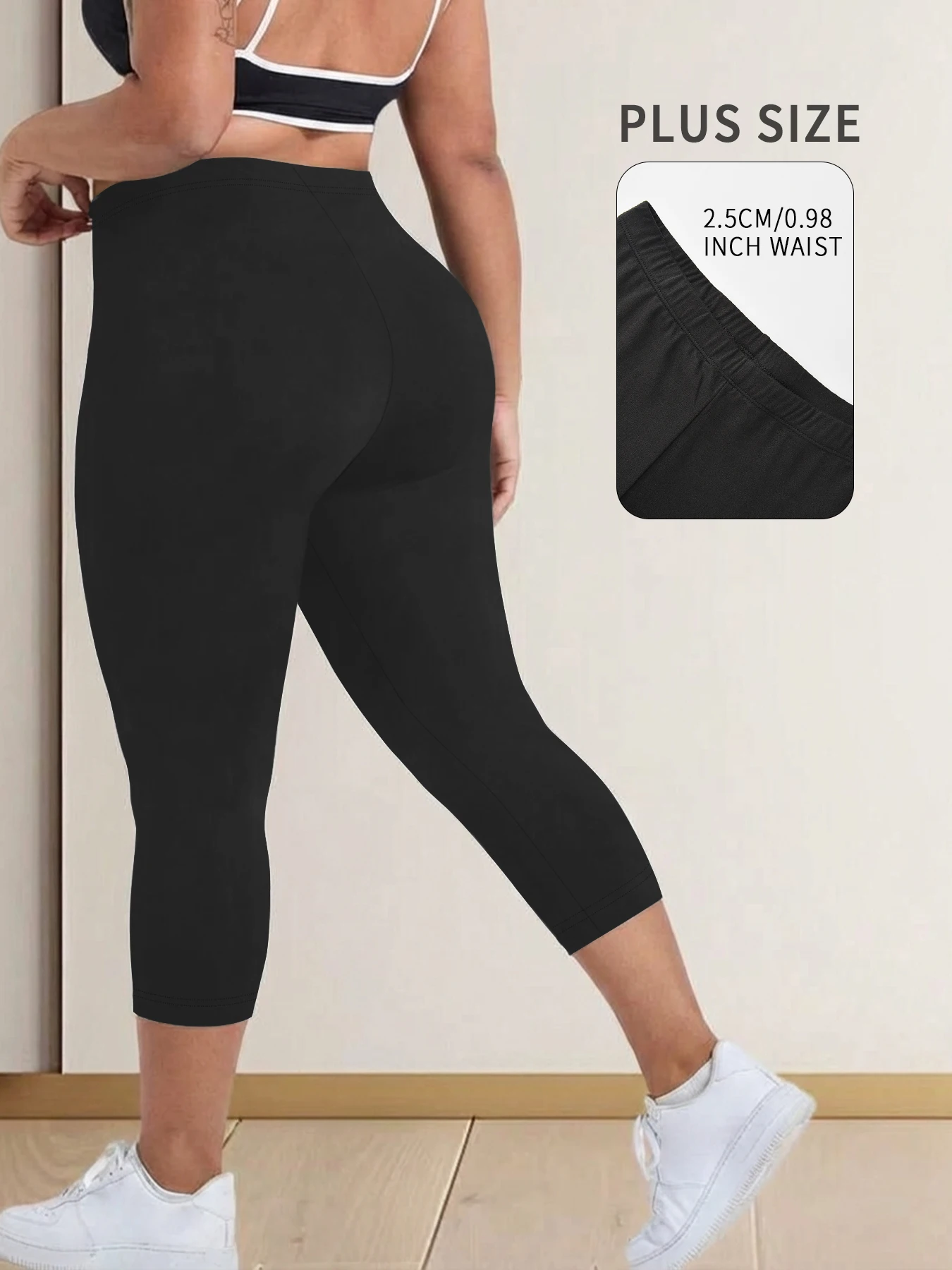 

Plus Size Super Soft Capri Pants for Women No See Through Workout Running Yoga Athletic Leggings