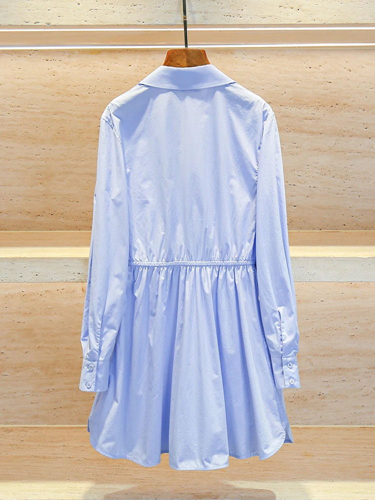 

SP Home South Oil High End Women's Summer irt Dr Pearl Embellied Turn-down Collar A-Line Skirt Single Button Closure