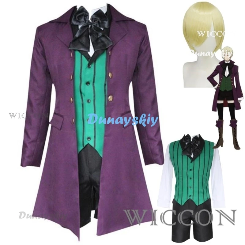 วิกชุดคอสเพลย์ผู้หญิง Alois trancy Alois สีดำชุดทั้งชุดชุดเครื่องแบบผู้ใหญ่ผู้ชาย Baju karnaval ฮาโลวีน