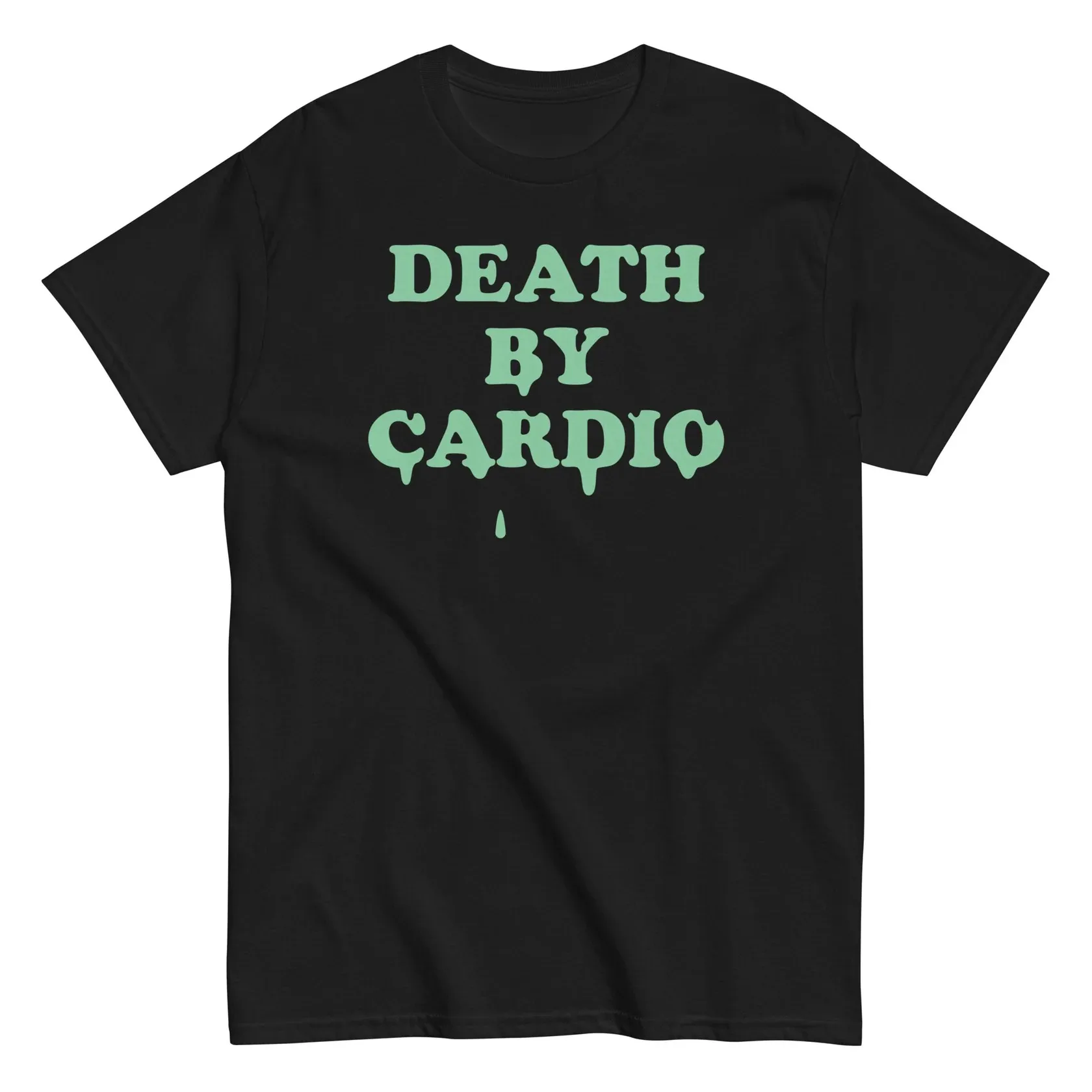 DEATH BY CARDIOFunnyT-Shits  Funny Crew Neck Text Tee Shirts Graphic Print Casual Tee Shirts  Family Funny Printed Tshirts