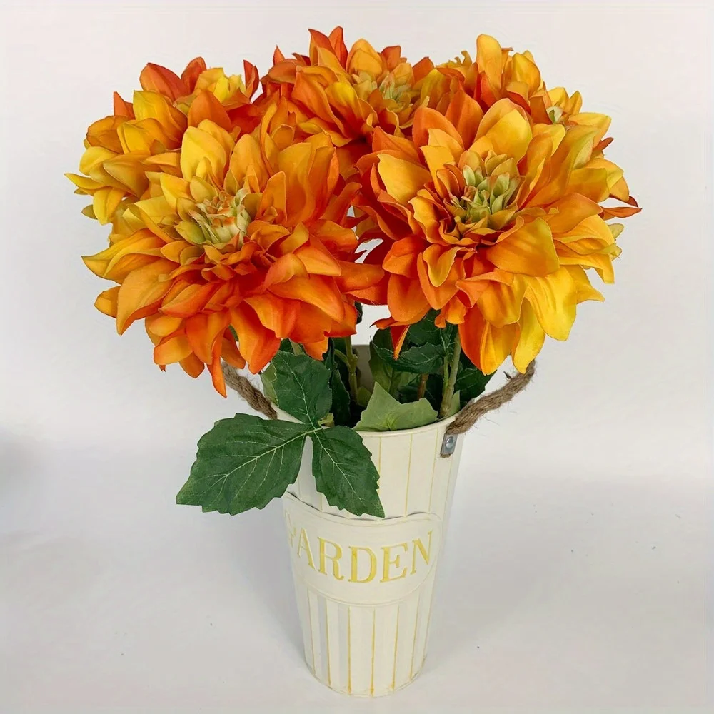 

6 件 Artificial Dahlia Flowers 62cm/ 24.4in Long Stem Silk Fake Flower for DIY Home Living Room Hotel Party Wedding