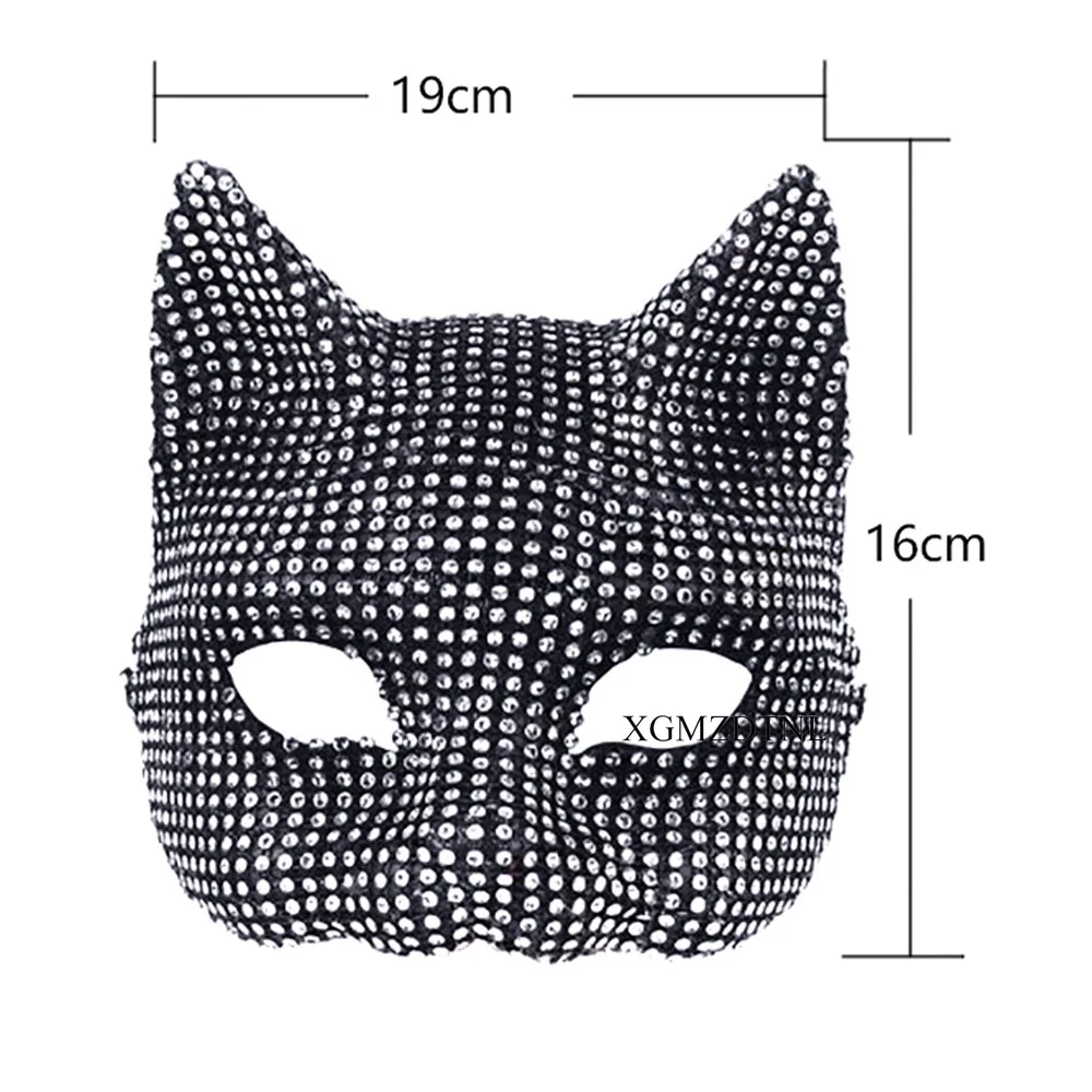 Halloween Diamond Cat Girl Mask Glove Set Sexy Cosplay Ball Dressing Prop Accessories Cat Woman Costume Masquerade Dress