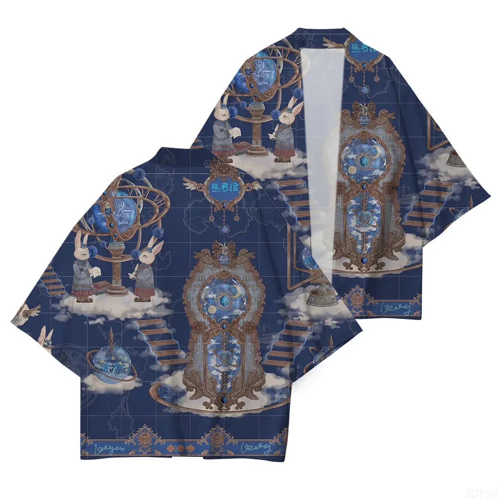 منتج جديد الكرتون الأوروبي الأمريكي أنيمي لطيف نمط ثلاثية الأبعاد الطباعة فضفاضة عادية سترة الصيف الرجال النساء نفس النمط كيمونو #6