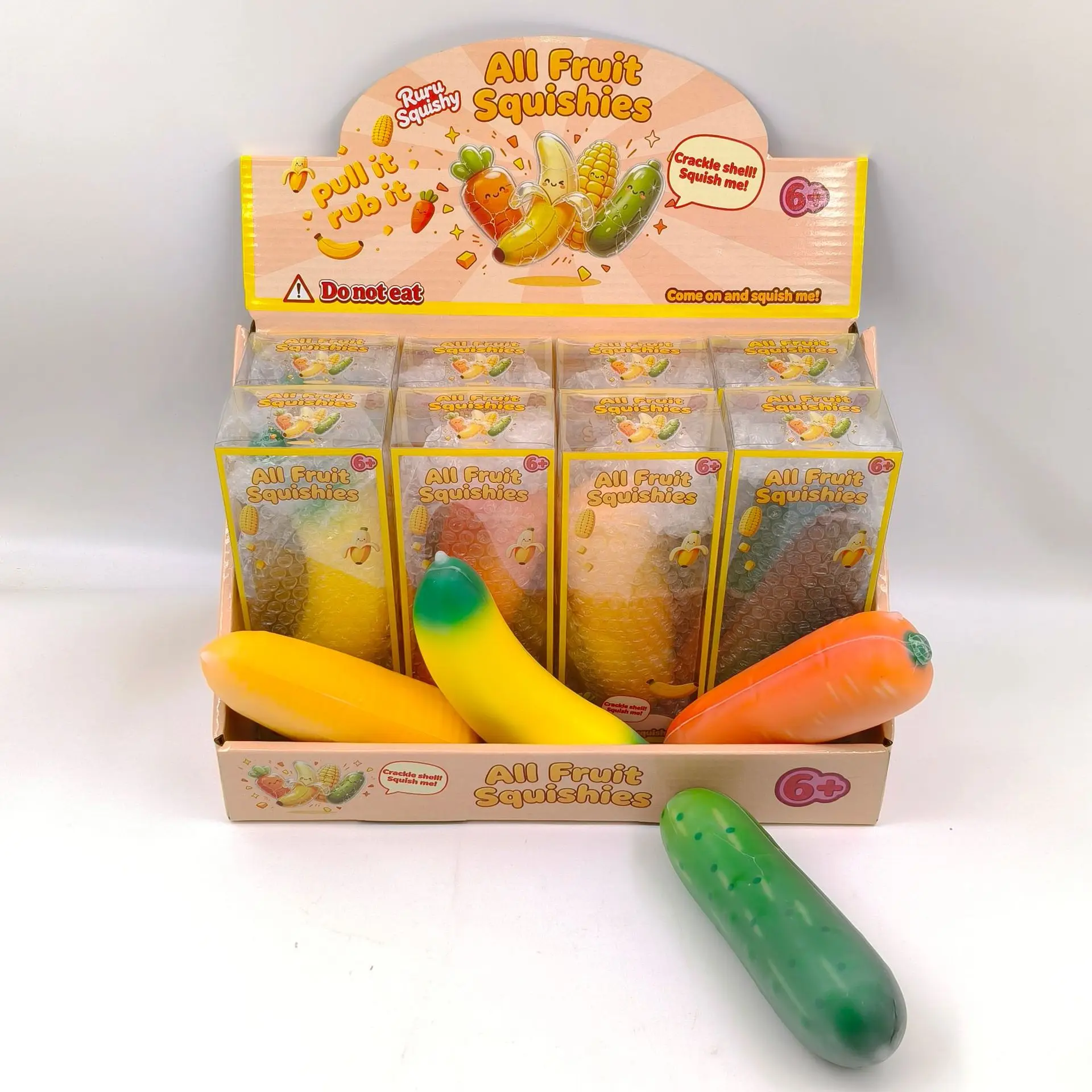 Squishy Crunchy Memory Sand Creative Realistic Fruits Veggies Banana Carrot Cucumber Stress Relief Squeeze Decompression Toy