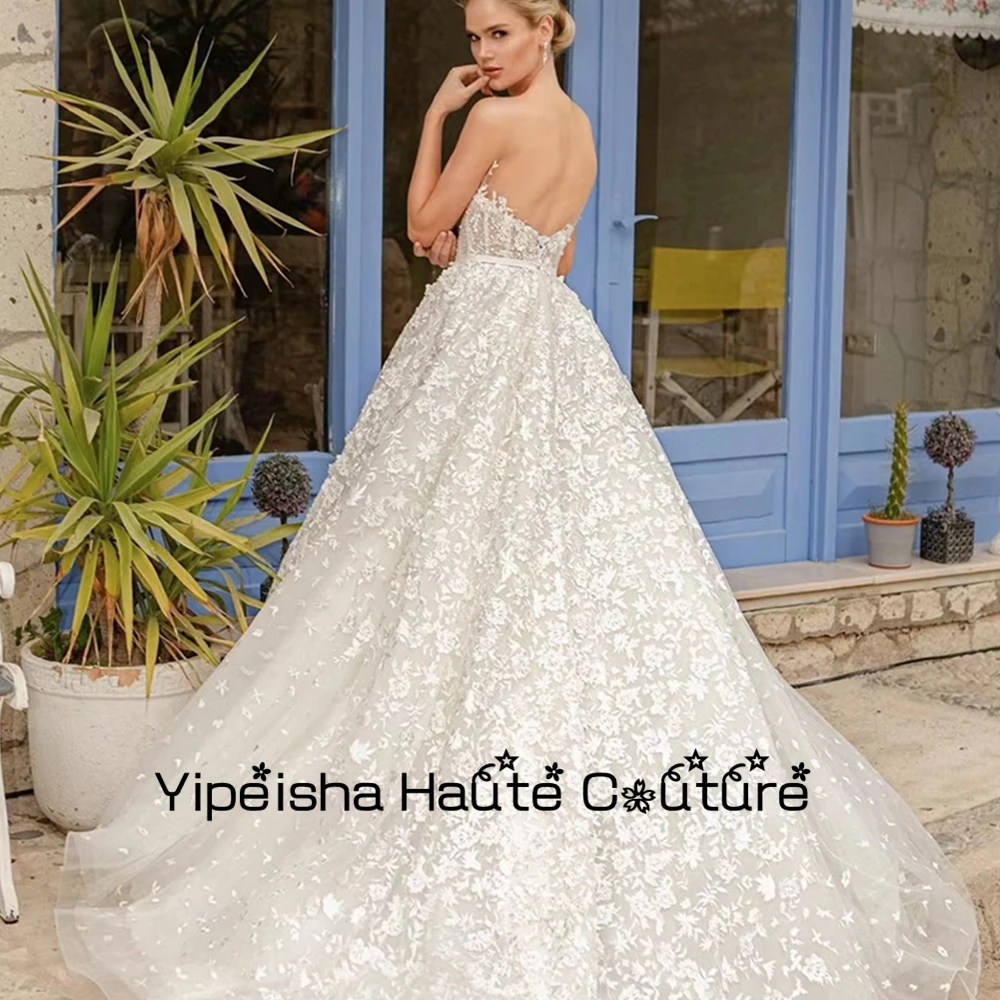 Yipeisha scollo a V Applique impero squisito senza spalline abiti da sposa senza maniche abito da donna 2022 abiti da ballo Robe De Mariée nuovo