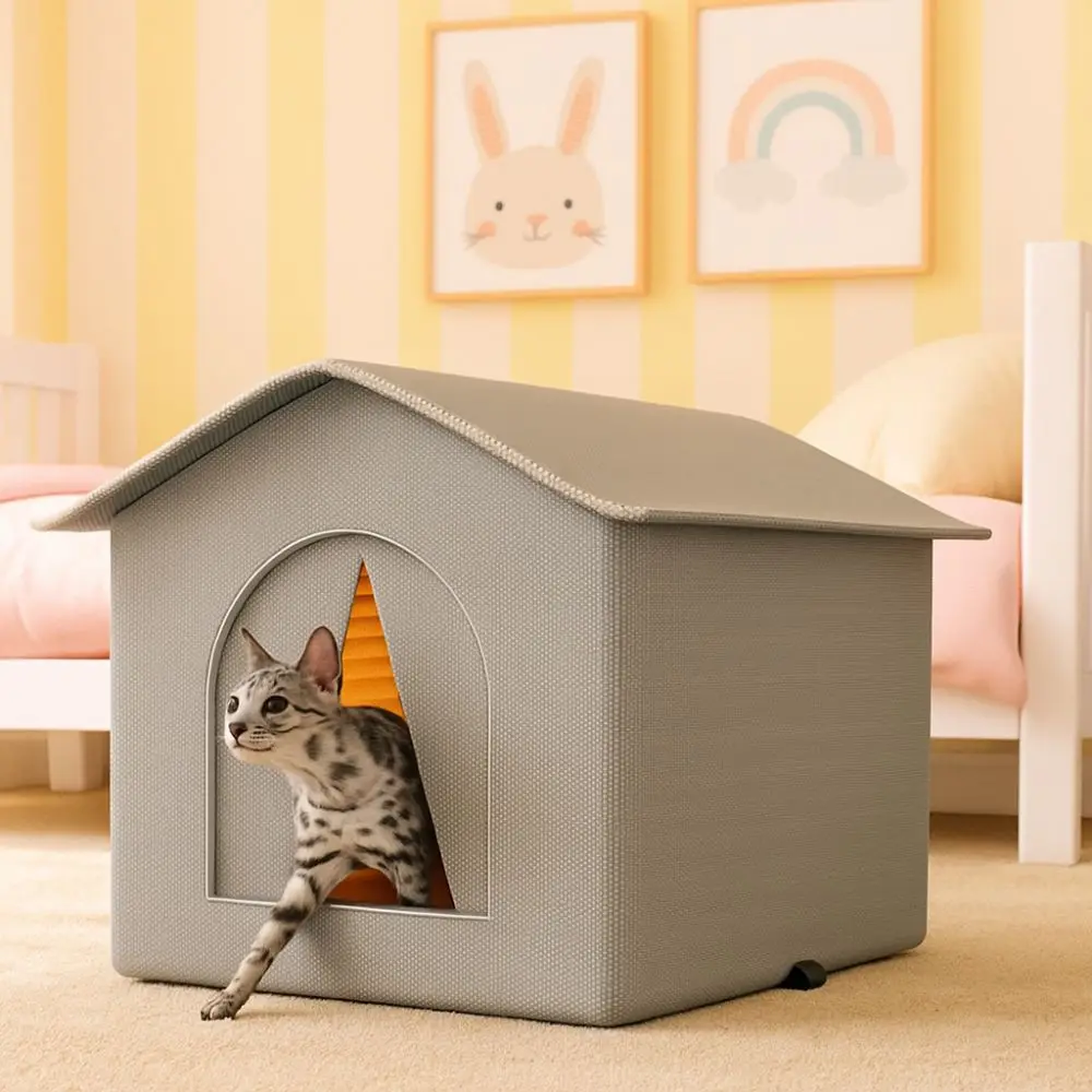 

Universal Waterproof Insulated Cat House Foldable Enclosed Feral Cat Shelter Warm Pet Condos Camping