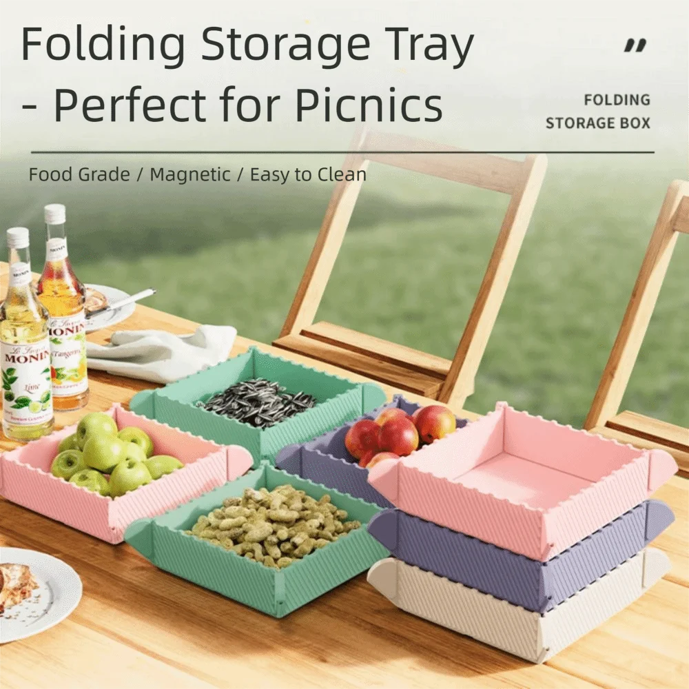 

Space Saving Foldable Camping Plates Heat Resistant Rectangular Silicone Insulation Mat Multifunctional Non-slip