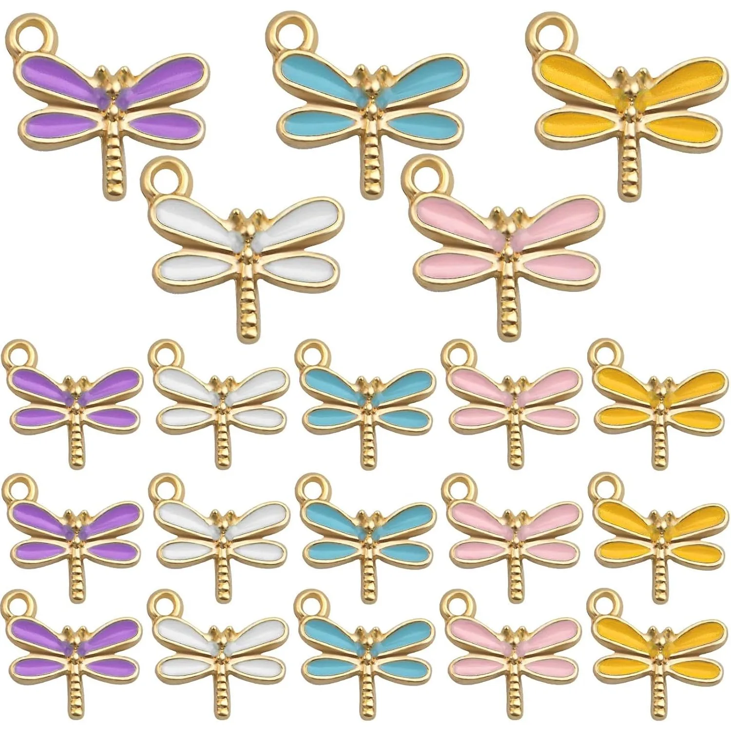 

30pcs Dragonfly Charms Enamel Colorful Dragonfly Pendants Insect Charm Pendant for DIY Bracelet Earrings Jewelry Making