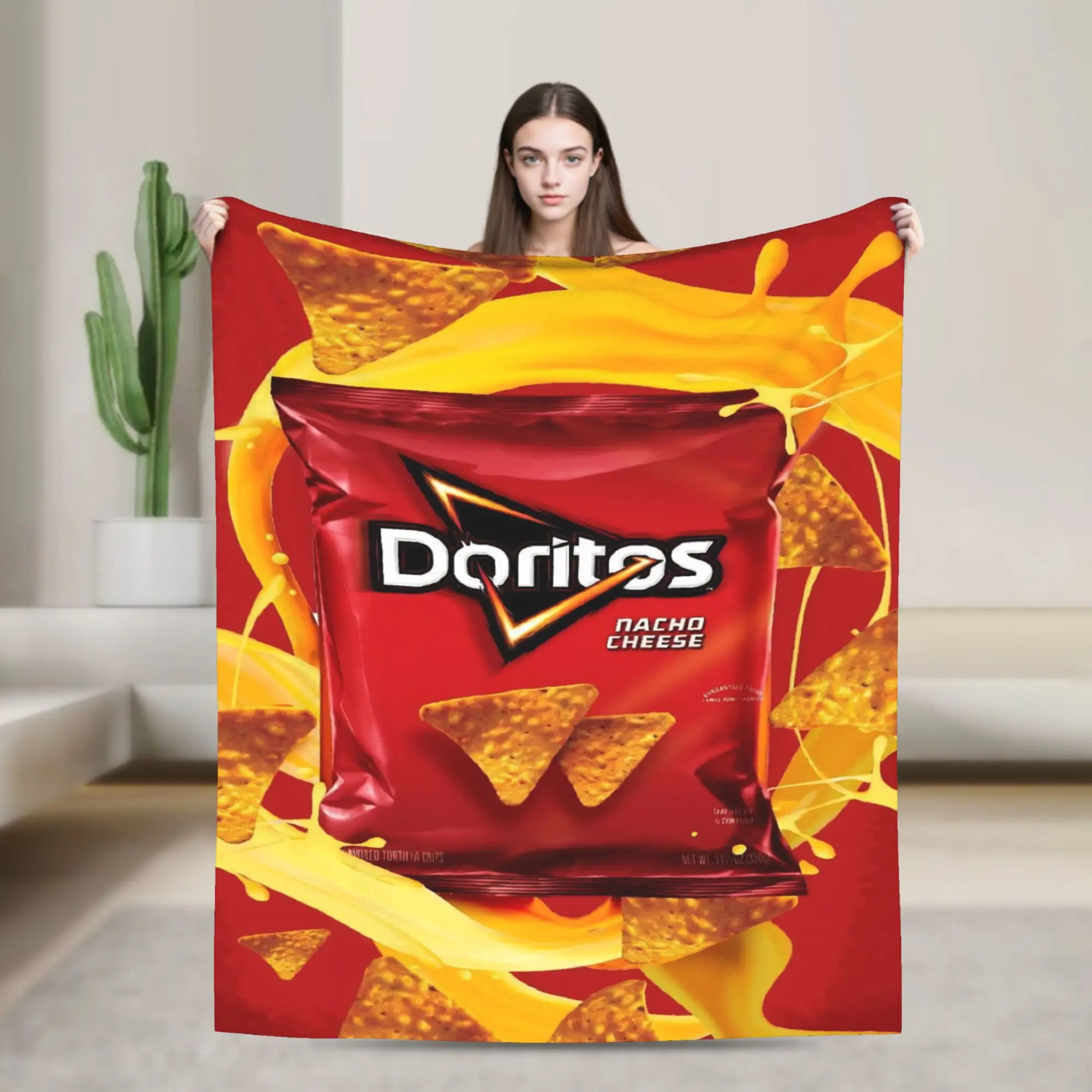 Manta de franela con estampado de Doritos Tortilla Chips, suave y decorativa, para sofá, hogar, viajes en avión, colcha, cubrecama