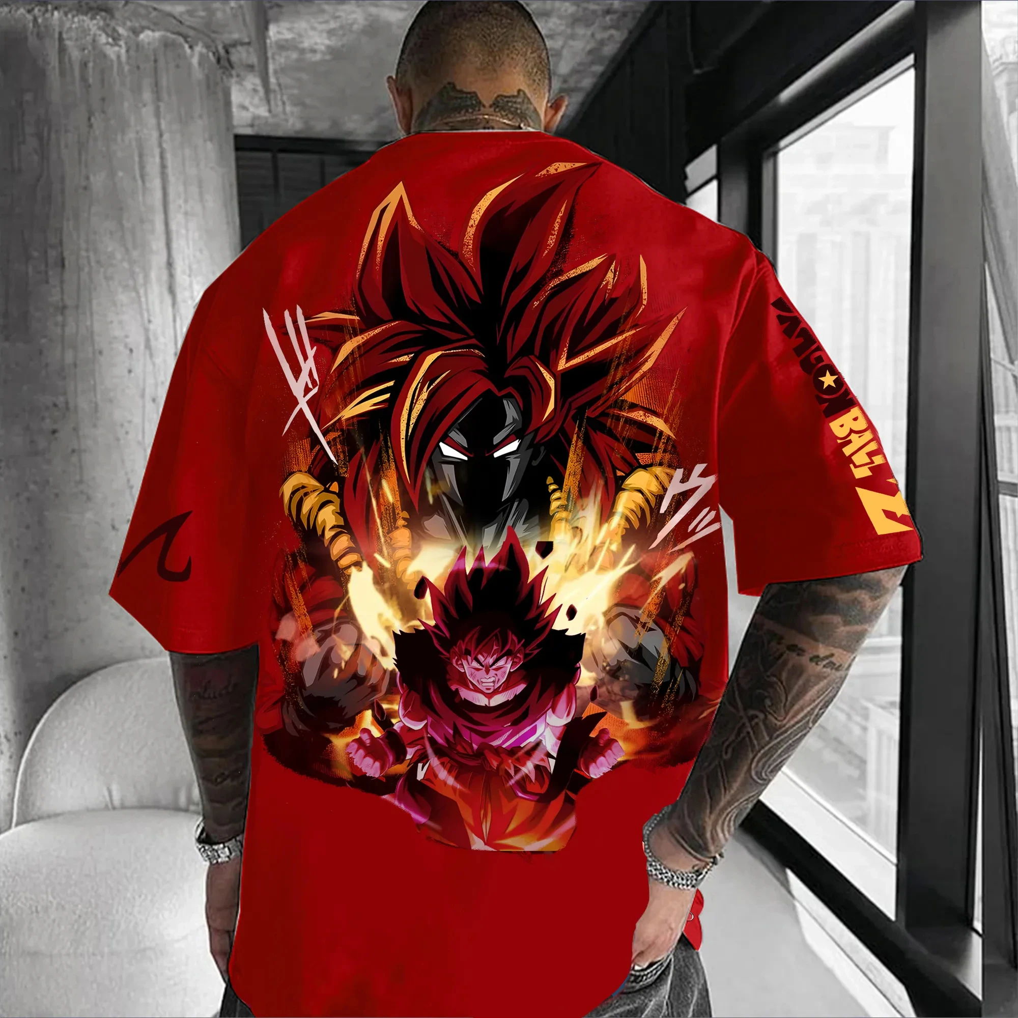 Koszulka Dragon Ball Goku z nadrukiem, bawełniana, z krótkim rękawem, luźny krój amerykański, męska i damska, letnia, oddychająca, sportowa, z okrągłym dekoltem.