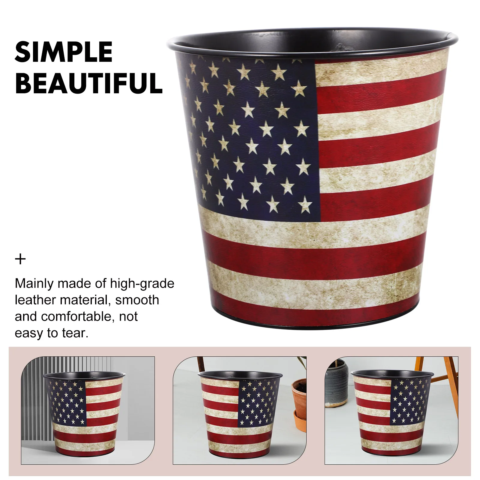 

Retro Trash Can Unique Personality Room Recycling Bin Bathroom Decorative Iron Commercial Waste Basket
