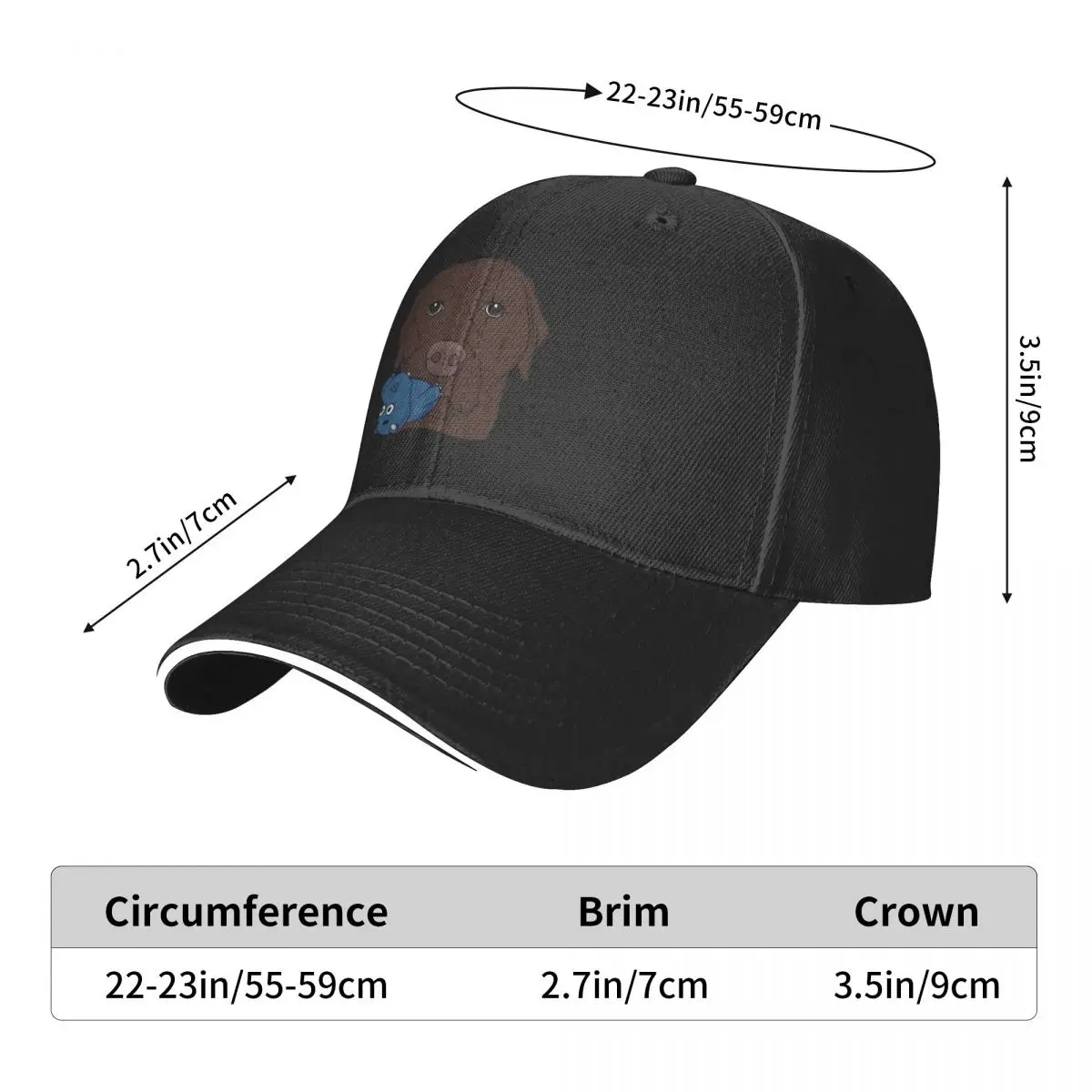 Chocolate Lab with Hippo Toy Baseball Cap fashionable Gentleman Hat Golf Hat Women Caps Men's