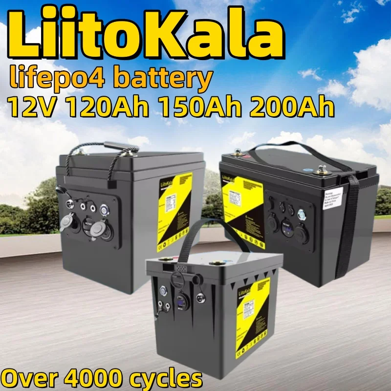 

LiitoKala 12V 120Ah 150Ah 200Ah Lithium Iron Phosphat Batter with QC3.0 Type-C USB Output Suitable for RVs Camper and Golf Carts