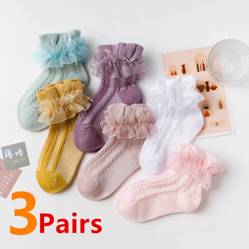 New Baby Girls Socks Kids Girl Frilly Lace Tutu Socks Cotton Children Dance Princess Sock Flowers Ruffled Solid Ankle Socks