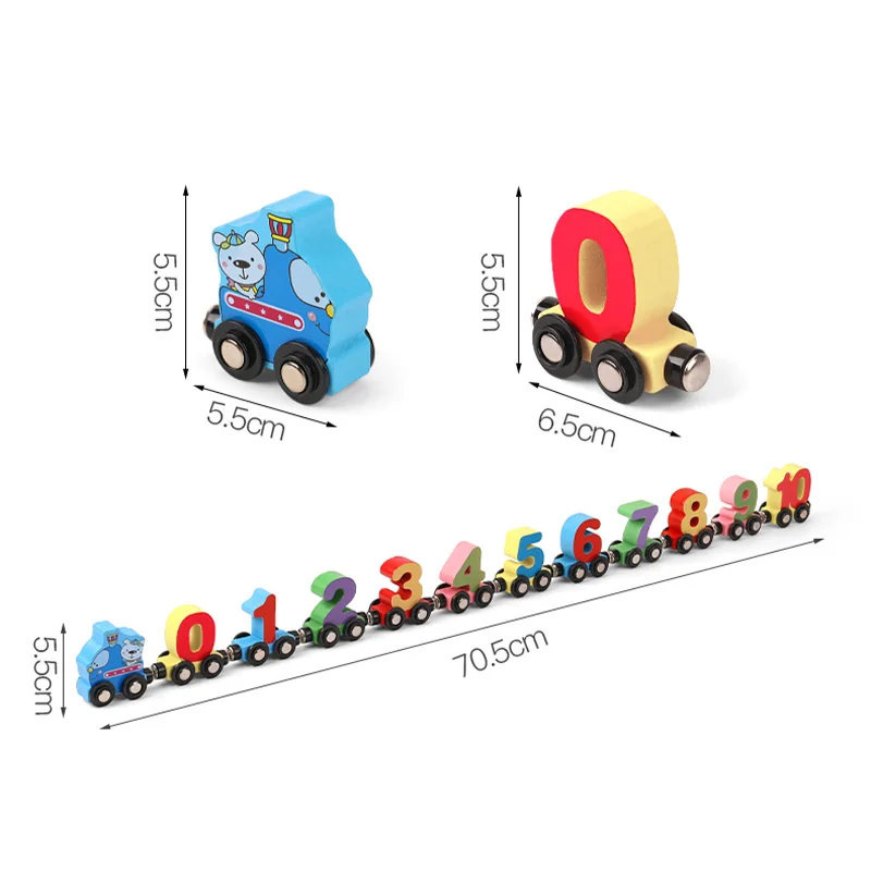 12PCS/Sets Magnetic Digital Train Colorful Cognition Wooden Toy Learning Car Montessori Children\'s Assembly Educational Toys