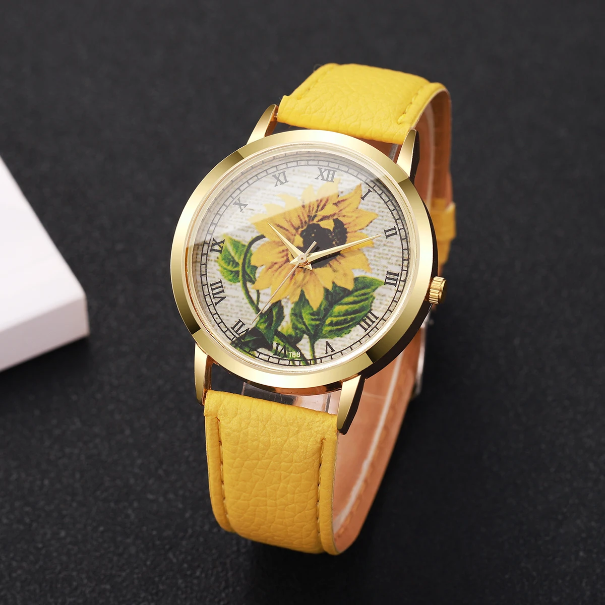 Fashion Flower Roma Dial Women Wristwatch Casual Leather Strap Quartz Watches For Ladies Clock Reloj Mujer（Without Box） image 3