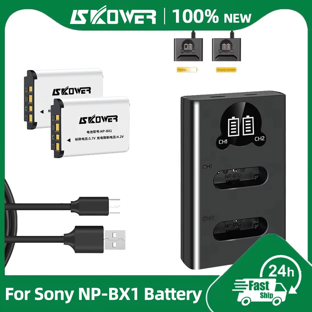 Batería de NP-BX1 para cámara Sony ZV-1 II ZV-1F Cyber-Shot DSC-HX80/95 HX400 WX350 RX1 RX1R RX100 III HDR-AS50 CX405 cargador doble