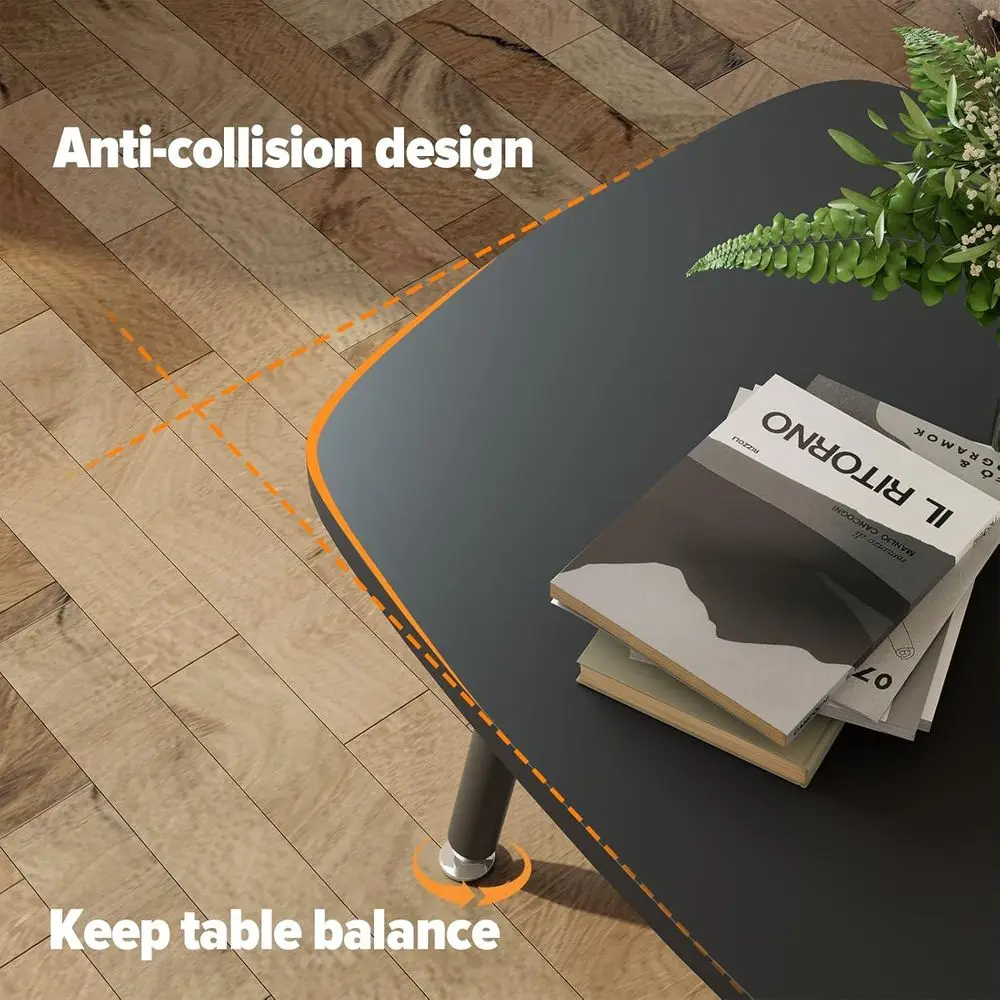 طاولة قهوة حديثة مستطيلة قابلة للطي، 39.3 أسود، محمولة للمساحات الصغيرة، غرفة المعيشة، لا تحتاج إلى تجميع #5