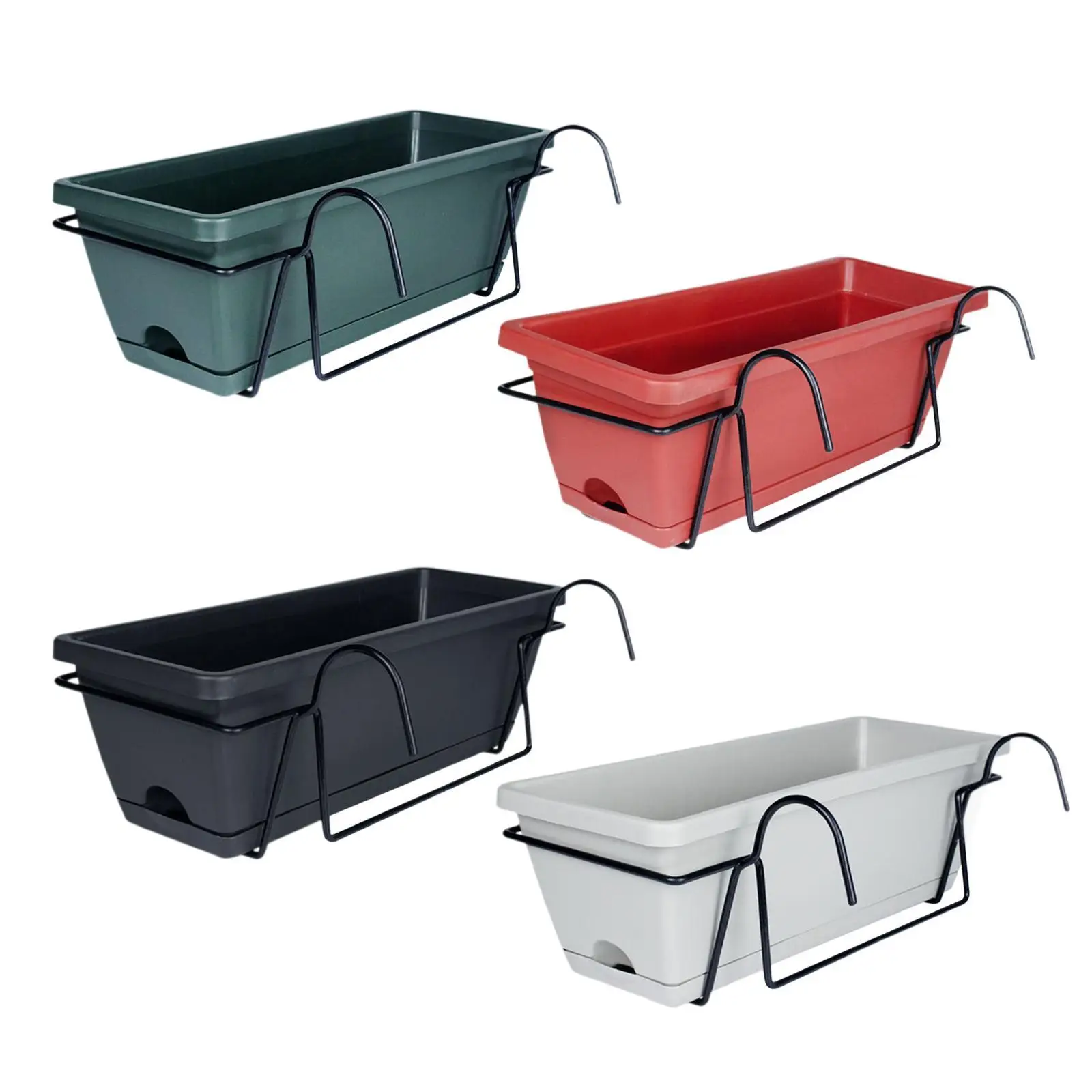 Hanging Flower Pot for Fence And Balcony, Flower Box, Flower Pot with Drainage Hole, Removable Tray, 43 X 19 X 15 Cm