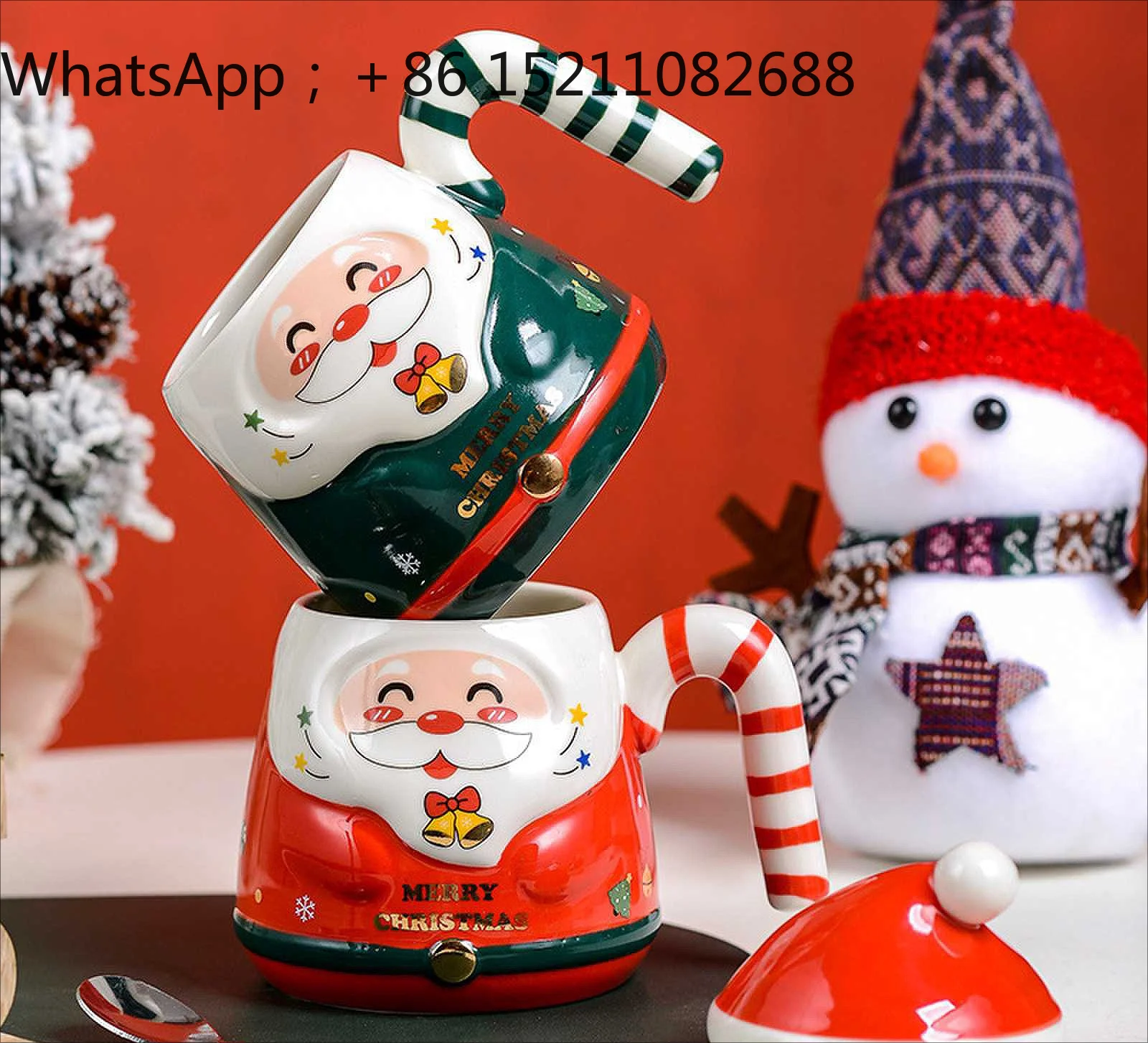 SCY creative cartoon Santa Claus ceramic cup cute hand color water cup Yama souvenir mug