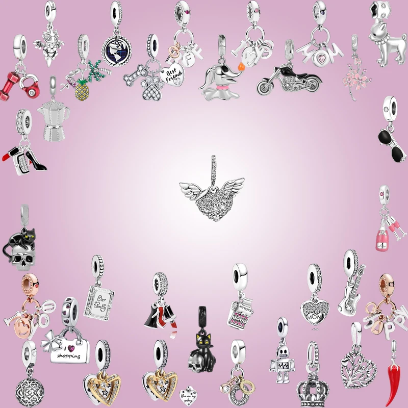 

New Hot Sale Silver Dragon, LOVE Dangle & Black Cat Skull Charm Beads, DIY Women Jewelry, Fit Original Necklace & Bracelet