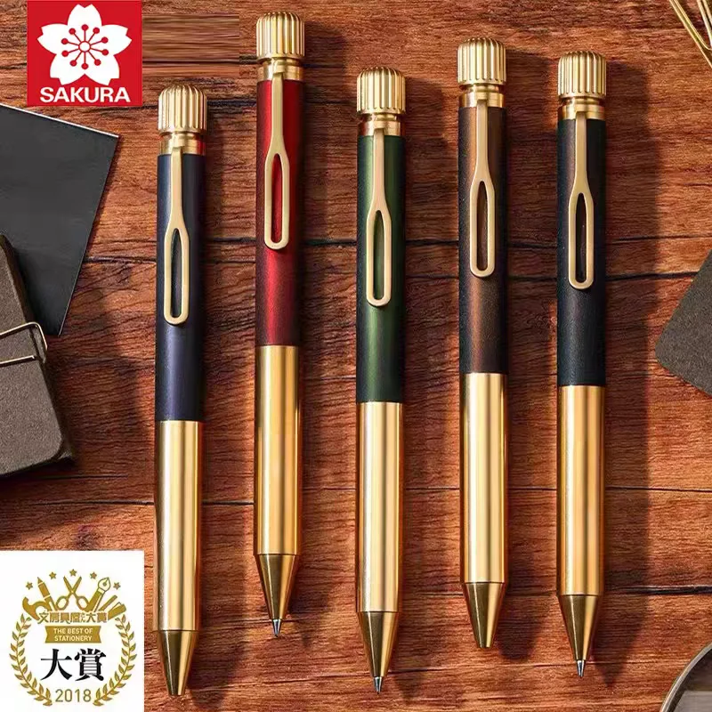

1PCS SAKURA Craft Lab Retro Copper & Aluminum Metal Gel Pen 001 Smooth Writing Durable Ink Color Same with Pen Body Stationery
