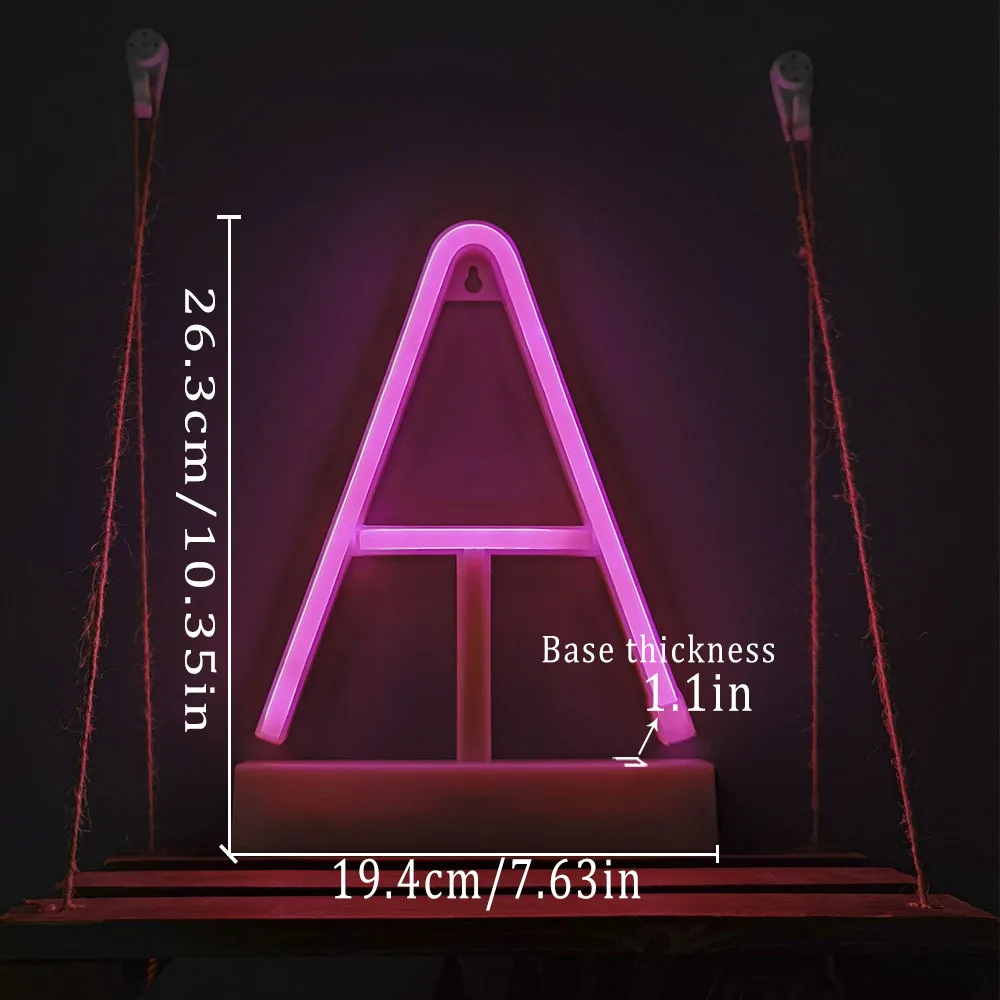 Pink Letter Neon Light with Stand DIY Name Sign Wedding Party Alphabet Number LED Night Lamp For Bar Advertising Logo Decor