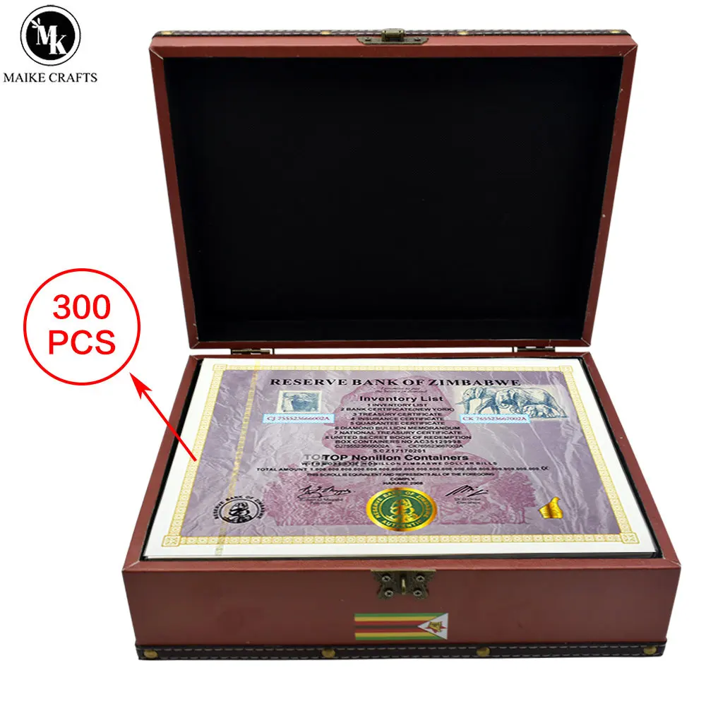 300pcs/box TOP Nonillon Containers 54 Zeros Vintage Zimbabwe Certificate Souvenir Coupon Paper Money Collectible Business Gift