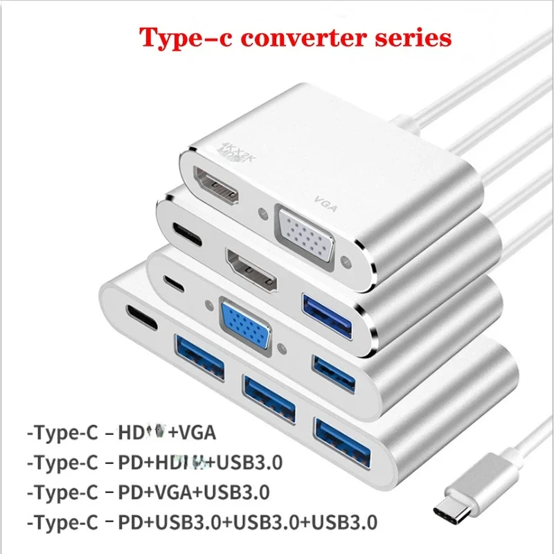 

type-c docking station series type c to HDTV-compatible/VGA multi-port USB expansion hub computer adapter cable