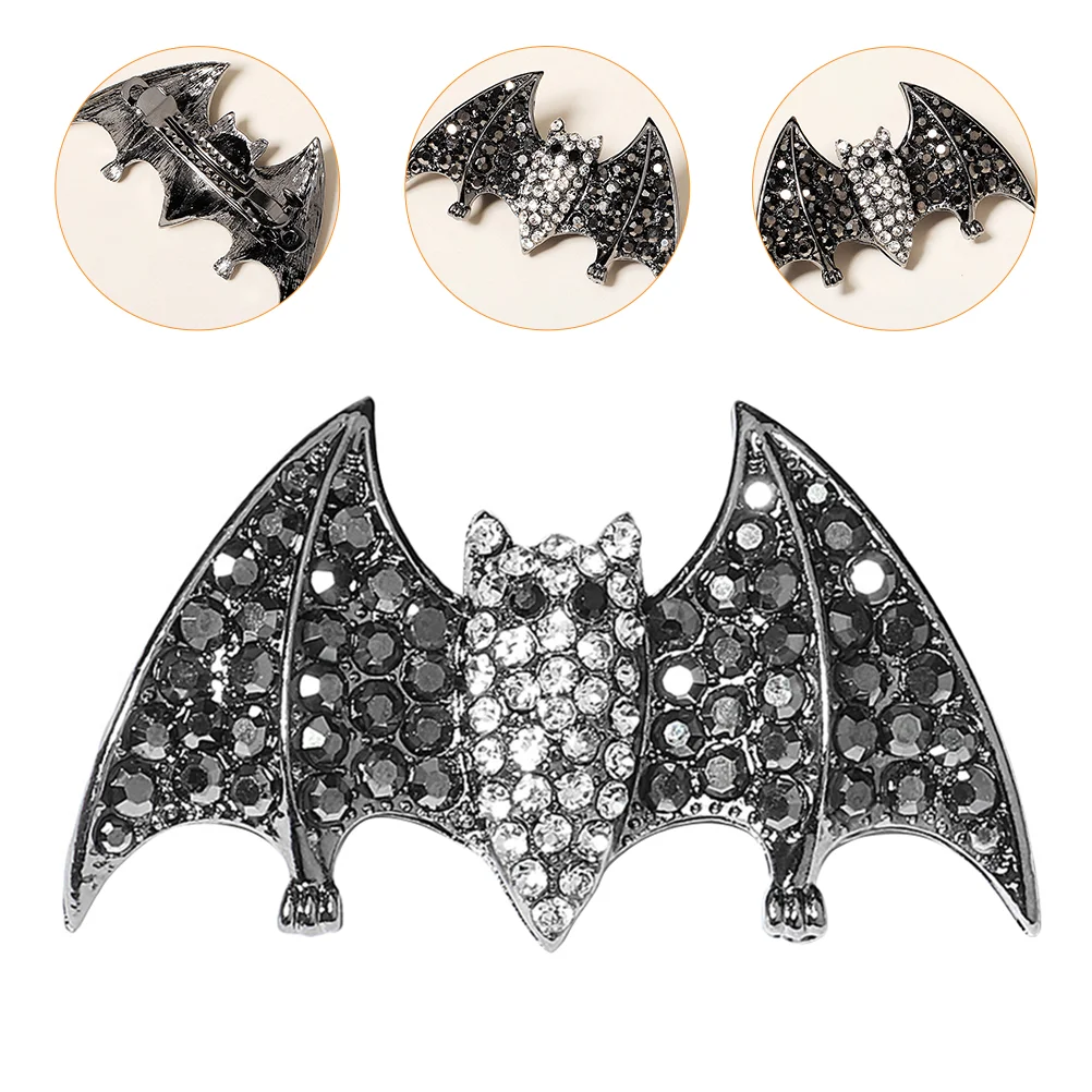 Hair Barrettes Funny Bat Card Wings Ornament Rhinestone Hairpin Black Halloween Girl