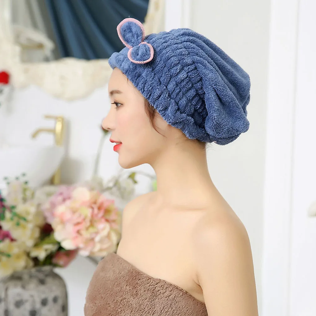 Microfiber Hair Drying Towel Wrap With Bow-Knot Shower Cap Hair Turban Hair Wrap Cap Applies To All Length And Dry Hair Quickly