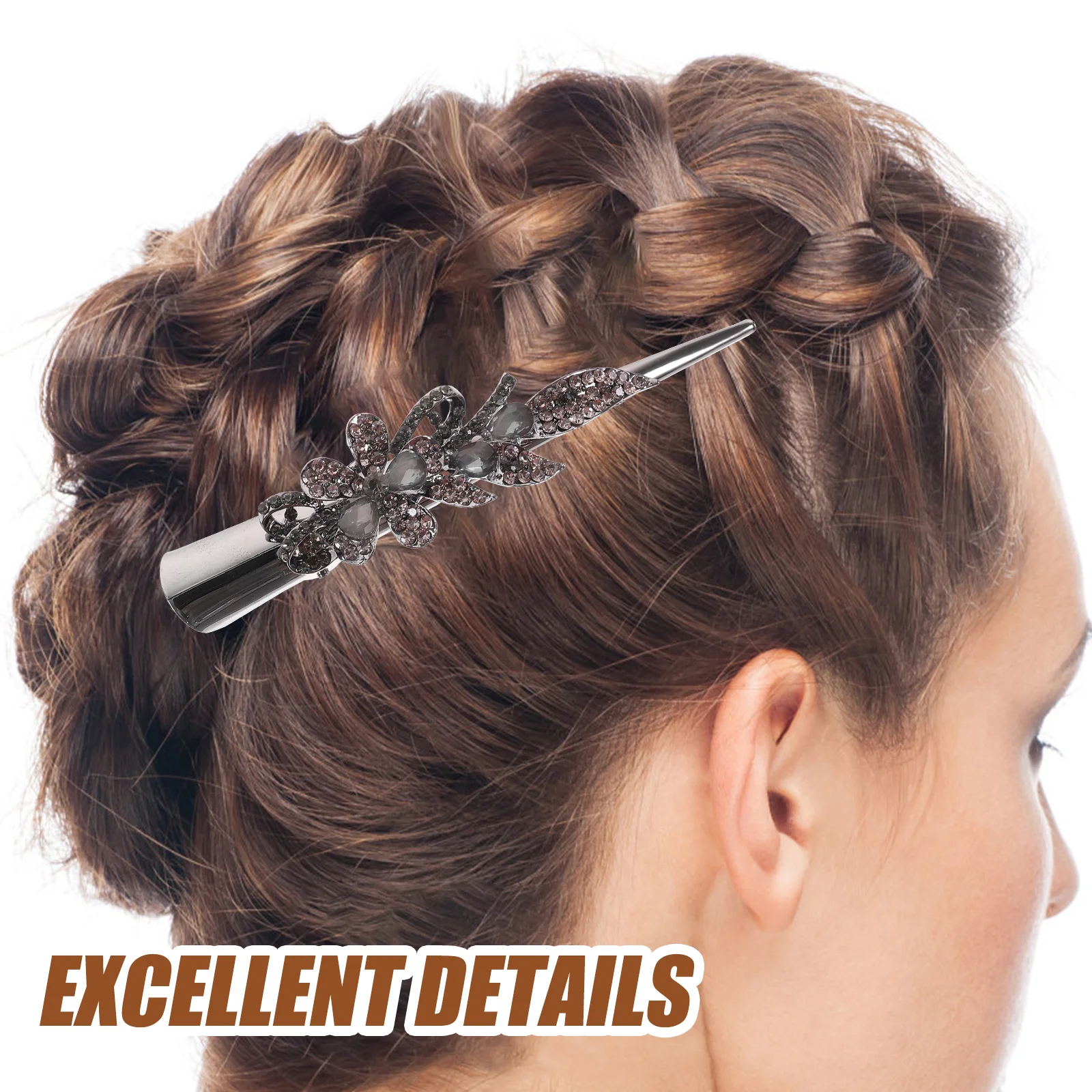 

Rhinestone Sparkly Duck Bill Clips Women Styling Retro Rhinestone Hair Barrette Large Decorative Hair Accessories