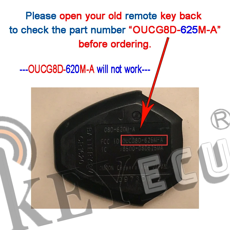 Keyecu-三菱および三菱車用のリモートコントロールキー,313.8MHz,OUCG8D-625M-A-2007