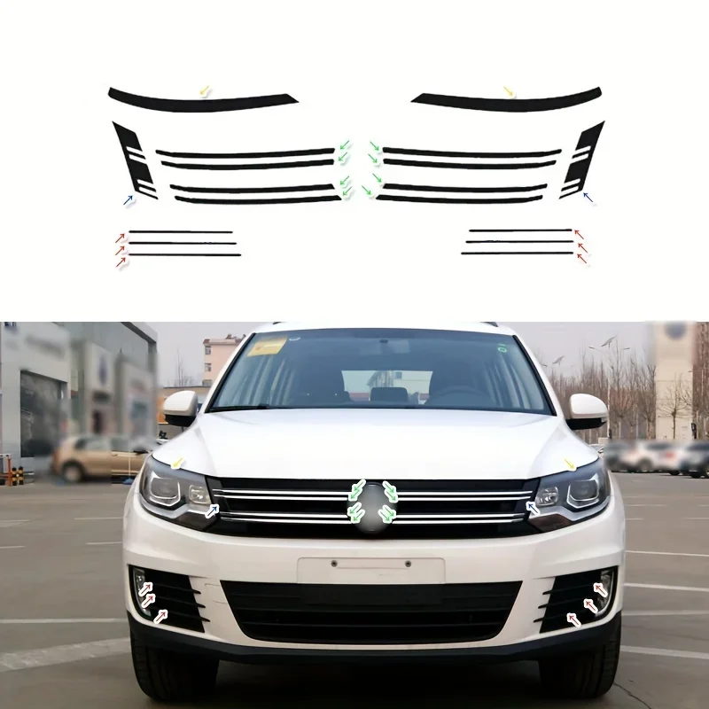 For Volkswagen Tiguan 2013-2017 Intake grille Control Panel Door Handle Carbon Fiber Sticker Decals Car styling Accessorie