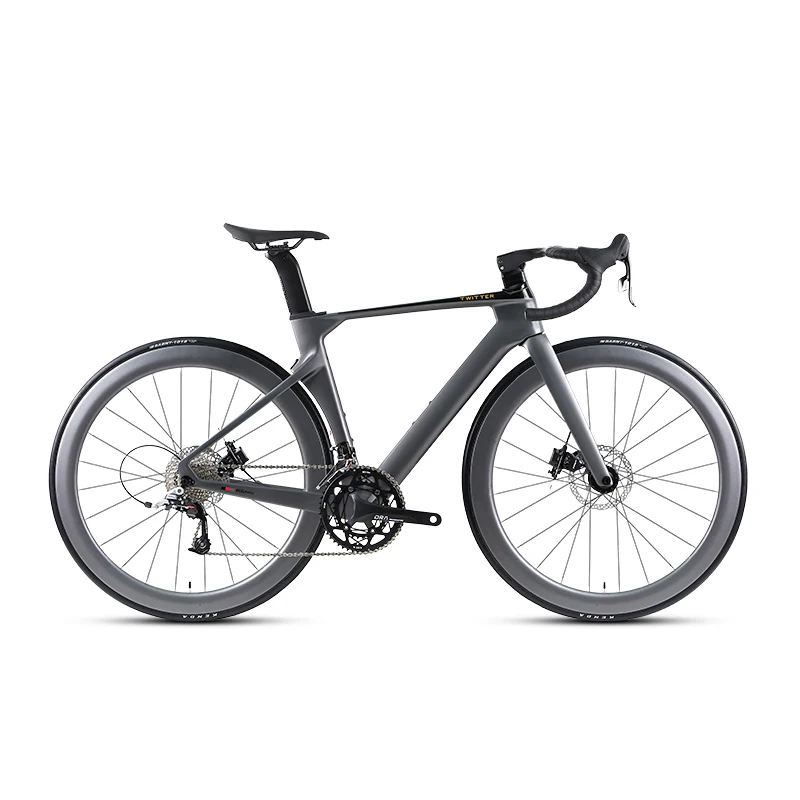 R5 700c Carbon Fiber Road Bike with Flat Mount Thru Axle 142m Disc Brake 24 Speed 50mm Carbon Wheels Road Bicycle